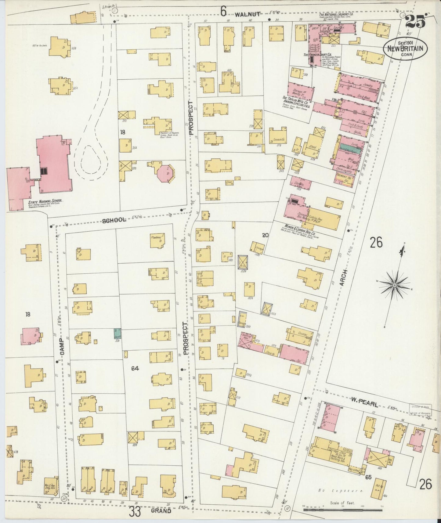 Sanborn Fire Insurance Map from New Britain, Hartford County, Connecticut (1901), Sheet #0025 - Complete Map Set gallery image, historic Sanborn map, vintage wall art, Connecticut Connecticut