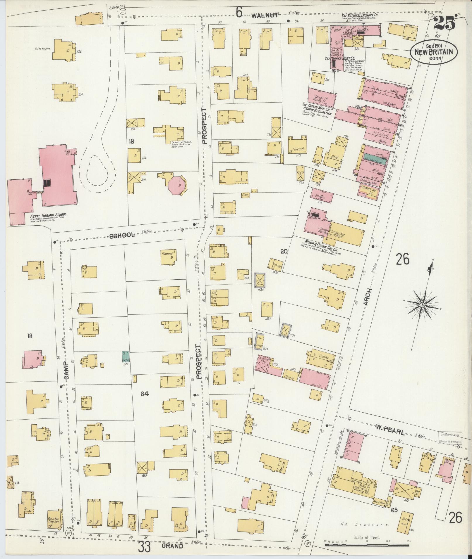 Sanborn Fire Insurance Map from New Britain, Hartford County, Connecticut (1901), Sheet #0025 - Complete Map Set gallery image, historic Sanborn map, vintage wall art, Connecticut Connecticut