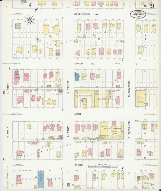 Sanborn Fire Insurance Map from Canon City, Fremont County, Colorado (1908), Sheet #0009 - Historic Sanborn Fire Insurance Map Print, vintage old map wall art, antique decor, genealogy gift, Colorado Colorado map