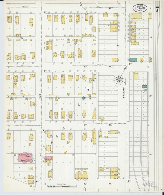 Sanborn Fire Insurance Map from Lorain, Lorain County, Ohio (1900), Sheet #0007 - Historic Sanborn Fire Insurance Map Print, vintage old map wall art, antique decor, genealogy gift, Ohio Ohio map