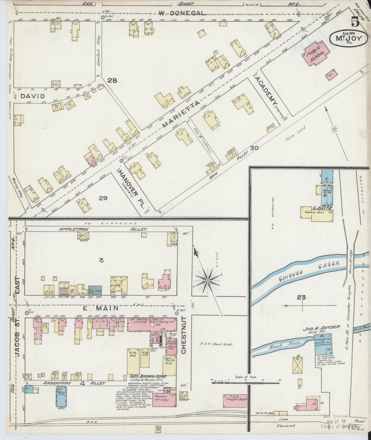 Sanborn Fire Insurance Map from Mount Joy, Lancaster County, Pennsylvania (1891), Sheet #0005 - Complete Map Set gallery image, historic Sanborn map, vintage wall art, Pennsylvania Pennsylvania