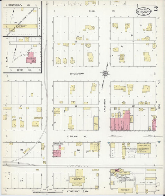 Sanborn Fire Insurance Map from Windsor, Shelby County, Illinois (1913), Sheet #0002 - Historic Sanborn Fire Insurance Map Print, vintage old map wall art, antique decor, genealogy gift, Illinois Illinois map