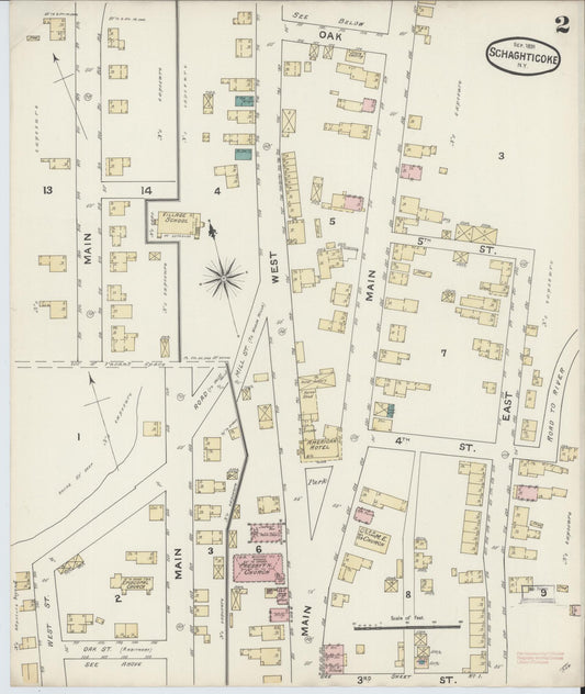 Sanborn Fire Insurance Map from Schaghticoke, Rensselaer County, New York (1891), Sheet #0002 - Historic Sanborn Fire Insurance Map Print, vintage old map wall art, antique decor, genealogy gift, New York New York map