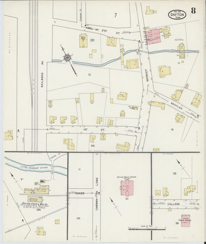 Sanborn Fire Insurance Map from Dayton, Rhea County, Tennessee (1914), Sheet #0008 - Complete Map Set gallery image, historic Sanborn map, vintage wall art, Tennessee Tennessee