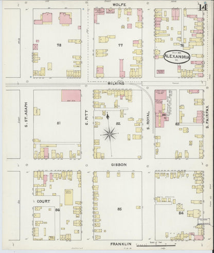 Sanborn Fire Insurance Map from Alexandria, Independent Cities, Virginia (1891), Sheet #0014 - Complete Map Set gallery image, historic Sanborn map, vintage wall art, Virginia Virginia