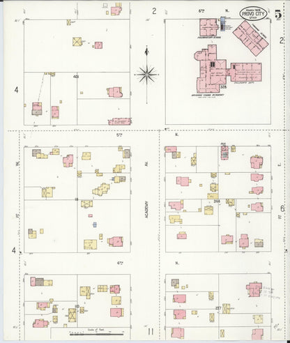 Sanborn Fire Insurance Map from Provo, Utah County, Utah (1908), Sheet #0005 - Complete Map Set gallery image, historic Sanborn map, vintage wall art, Provo Utah