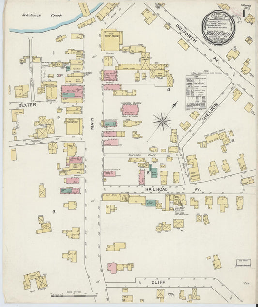Sanborn Fire Insurance Map from Middleburgh, Schoharie County, New York (1892), Sheet #0001 - Complete Map Set gallery image, historic Sanborn map, vintage wall art, New York New York