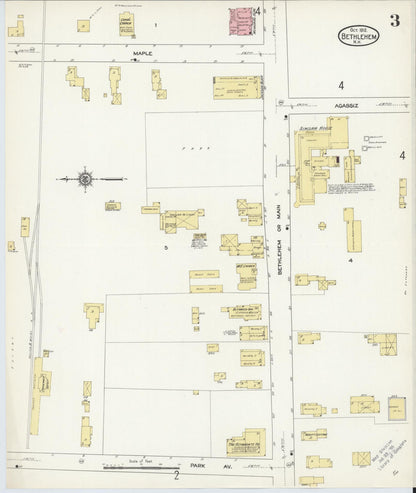 Sanborn Fire Insurance Map from Bethlehem, Grafton County, New Hampshire (1912), Sheet #0003 - Complete Map Set gallery image, historic Sanborn map, vintage wall art, New Hampshire New Hampshire