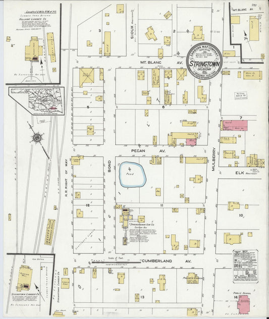 Sanborn Fire Insurance Map from Stringtown, Atoka County, Oklahoma (1920), Sheet #0001 - Historic Sanborn Fire Insurance Map Print, vintage old map wall art, antique decor, genealogy gift, Oklahoma Oklahoma map