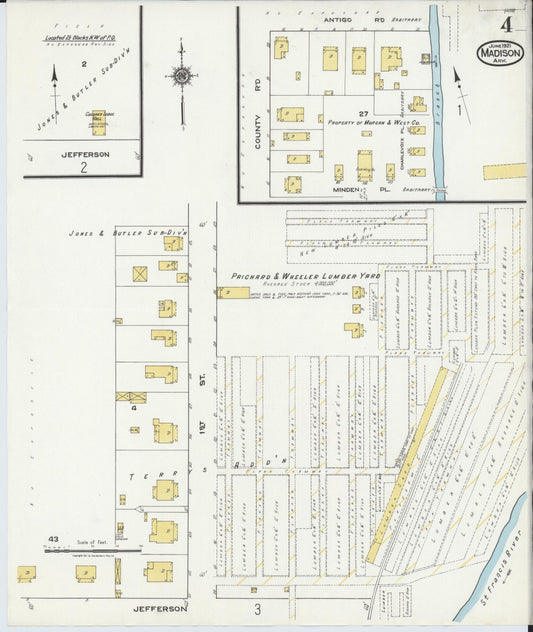 Sanborn Fire Insurance Map from Madison, Saint Francis County, Arkansas (1921), Sheet #0004 - Historic Sanborn Fire Insurance Map Print, vintage old map wall art, antique decor, genealogy gift, Arkansas Arkansas map