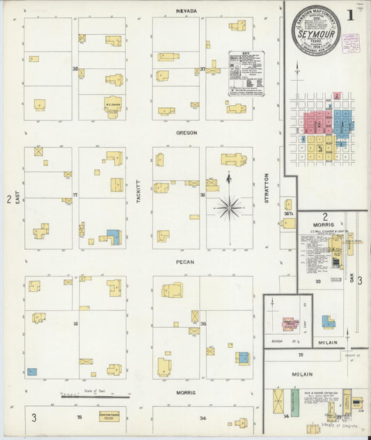Sanborn Fire Insurance Map from Seymour, Baylor County, Texas (1904), Sheet #0001 - Complete Map Set gallery image, historic Sanborn map, vintage wall art, Texas Texas