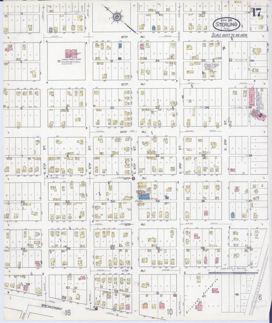 Sanborn Fire Insurance Map from Sterling, Whiteside County, Illinois (1916), Sheet #0017 - Historic Sanborn Fire Insurance Map Print, vintage old map wall art, antique decor, genealogy gift, Illinois Illinois map
