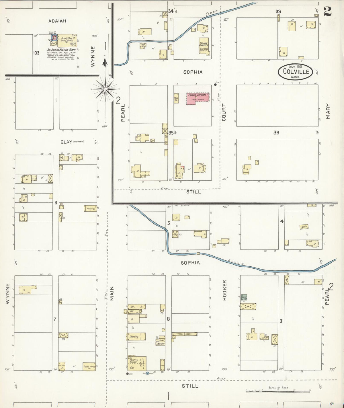 Sanborn Fire Insurance Map from Colville, Stevens County, Washington (1901), Sheet #0002 - Historic Sanborn Fire Insurance Map Print, vintage old map wall art, antique decor, genealogy gift, Washington Washington map