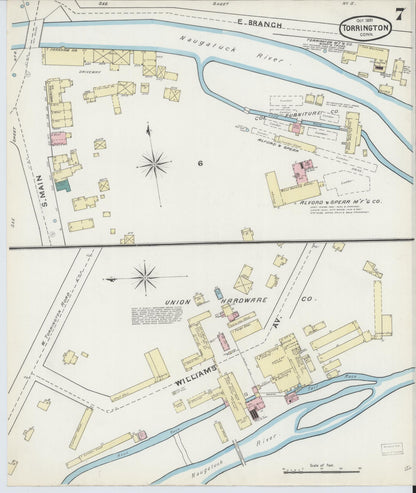 Sanborn Fire Insurance Map from Torrington, Litchfield County, Connecticut (1891), Sheet #0007 - Complete Map Set gallery image, historic Sanborn map, vintage wall art, Connecticut Connecticut