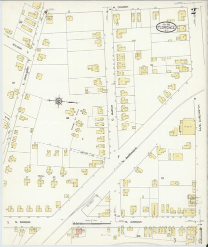 Sanborn Fire Insurance Map from Florence, Florence County, South Carolina (1912), Sheet #0002 - Complete Map Set gallery image, historic Sanborn map, vintage wall art, South Carolina South Carolina