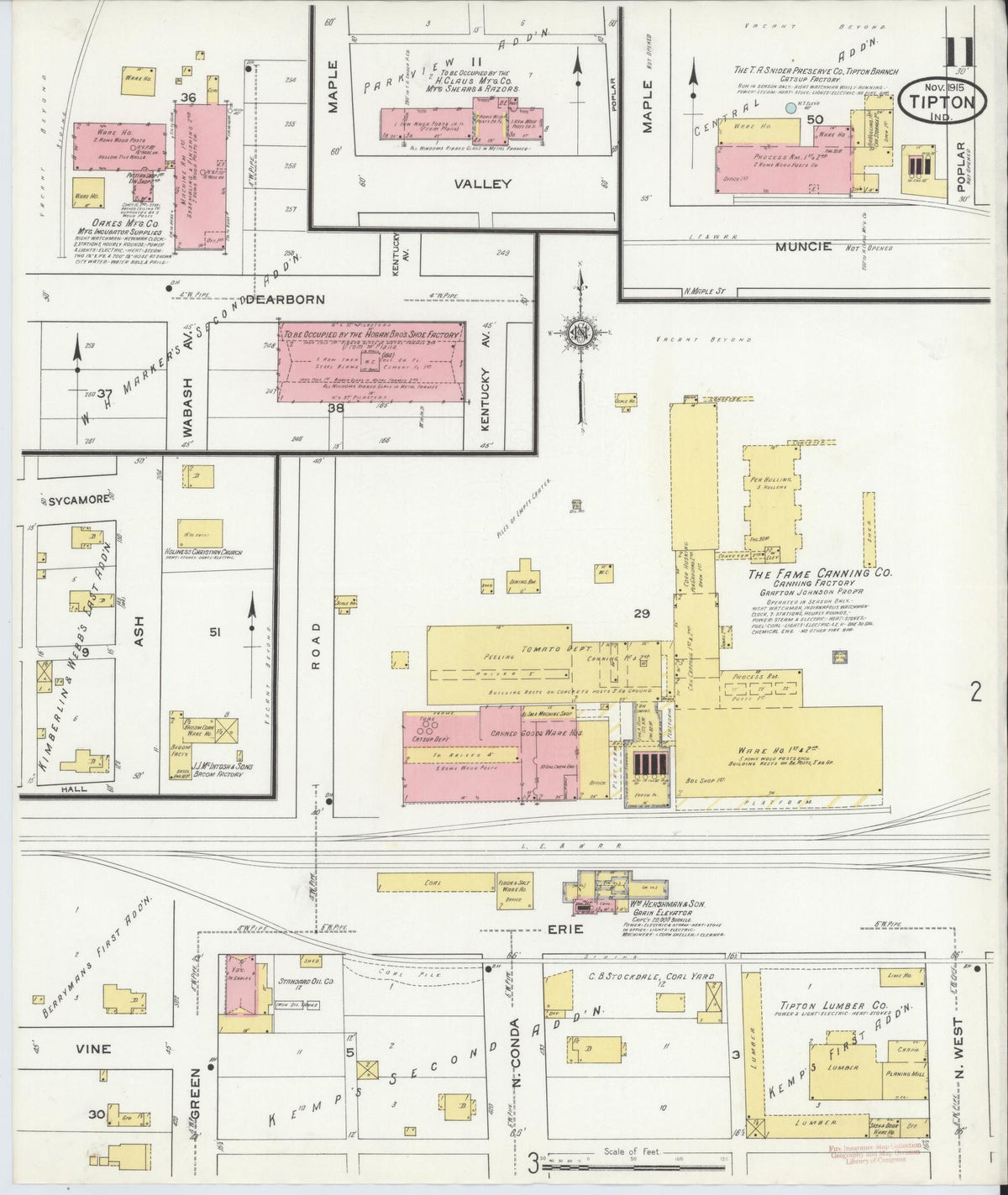 Sanborn Fire Insurance Map from Tipton, Tipton County, Indiana (1915), Sheet #0011 - Historic Sanborn Fire Insurance Map Print, vintage old map wall art, antique decor, genealogy gift, Indiana Indiana map