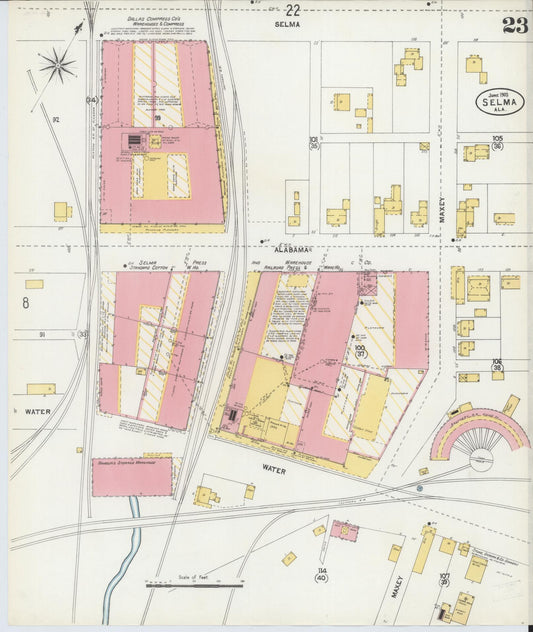 Sanborn Fire Insurance Map from Selma, Dallas County, Alabama (1903), Sheet #0023 - Historic Sanborn Fire Insurance Map Print, vintage old map wall art, antique decor, genealogy gift, Alabama Alabama map