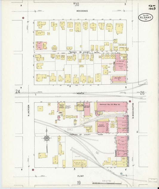 Sanborn Fire Insurance Map from Albany, Dougherty County, Georgia (1911), Sheet #0025 - Historic Sanborn Fire Insurance Map Print, vintage old map wall art, antique decor, genealogy gift, Georgia Georgia map
