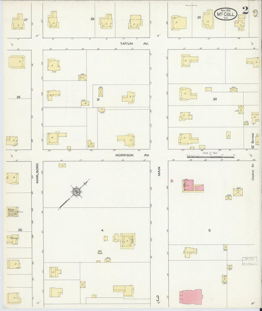 Sanborn Fire Insurance Map from McColl, Marlboro County, South Carolina (1912), Sheet #0002 - Historic Sanborn Fire Insurance Map Print, vintage old map wall art, antique decor, genealogy gift, South Carolina South Carolina map