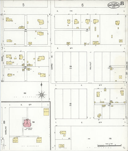 Sanborn Fire Insurance Map from Waitsburg, Walla Walla County, Washington (1909), Sheet #0008 - Complete Map Set gallery image, historic Sanborn map, vintage wall art, Washington Washington