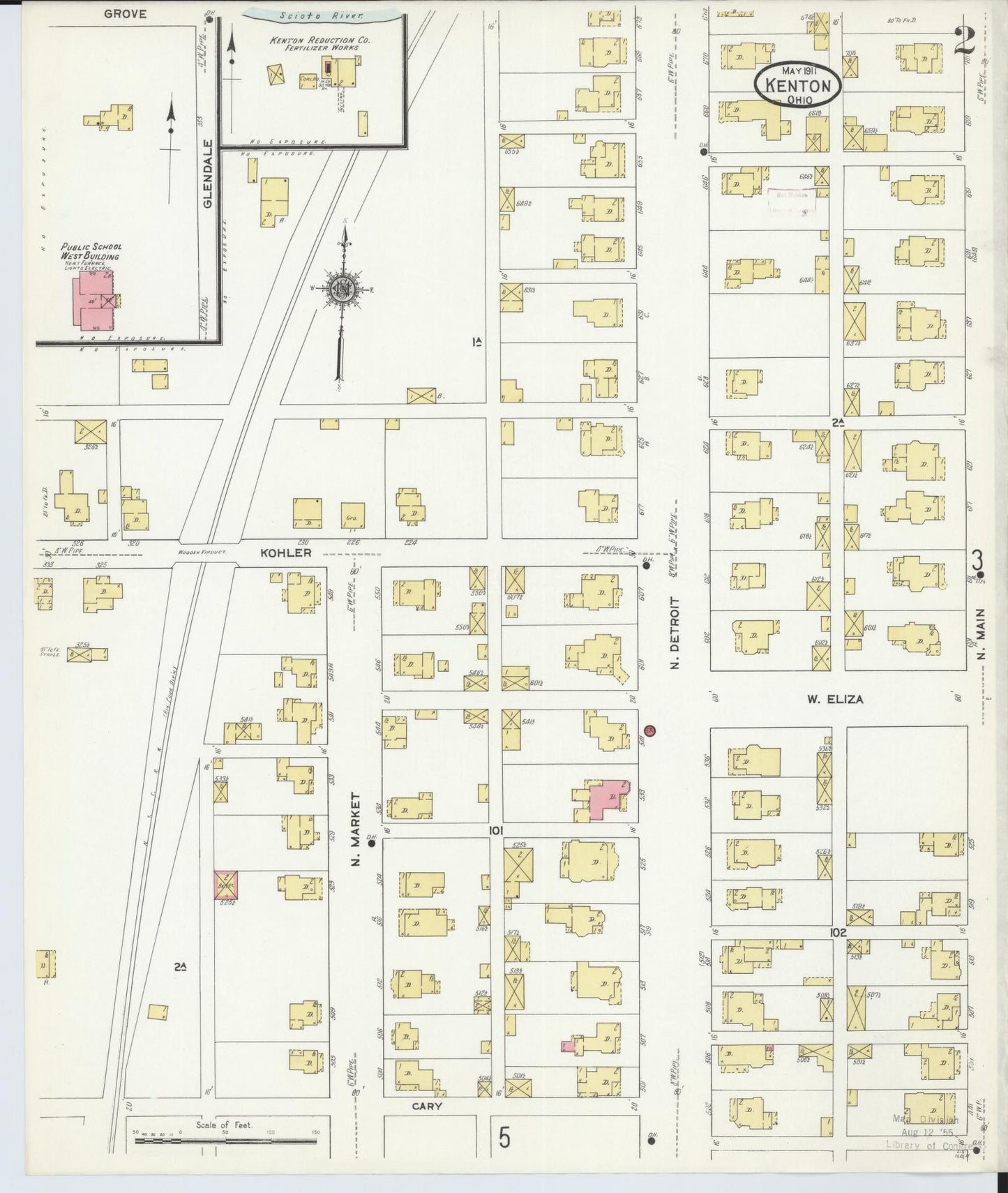 Sanborn Fire Insurance Map from Kenton, Hardin County, Ohio (1911), Sheet #0002 - Historic Sanborn Fire Insurance Map Print, vintage old map wall art, antique decor, genealogy gift, Ohio Ohio map