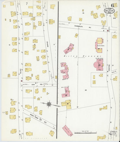 Sanborn Fire Insurance Map from Milton, Norfolk County, Massachusetts (1911), Sheet #0006 - Complete Map Set gallery image, historic Sanborn map, vintage wall art, Massachusetts Massachusetts