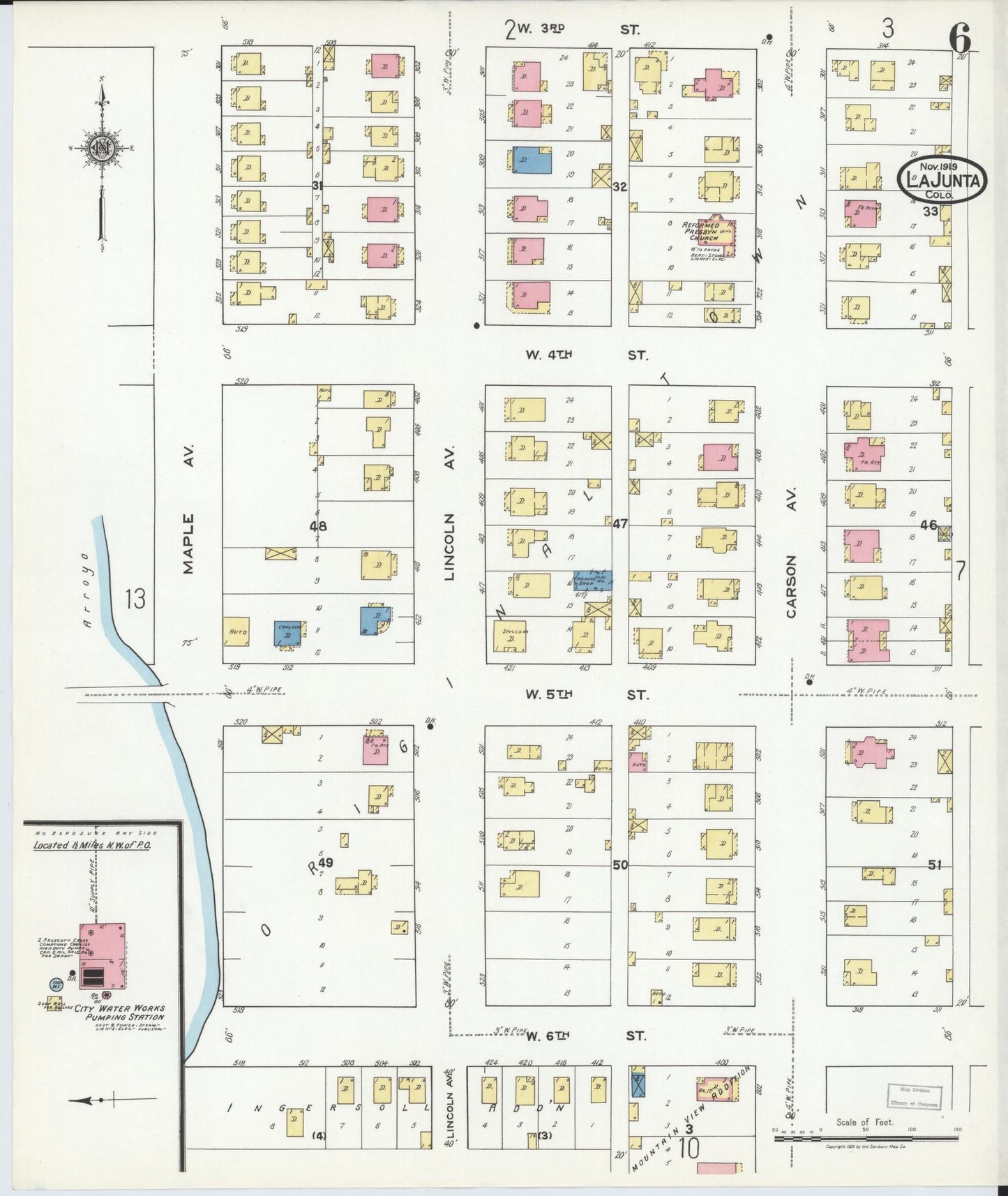 Sanborn Fire Insurance Map from La Junta, Otero County, Colorado (1919), Sheet #0006 - Complete Map Set gallery image, historic Sanborn map, vintage wall art, Colorado Colorado