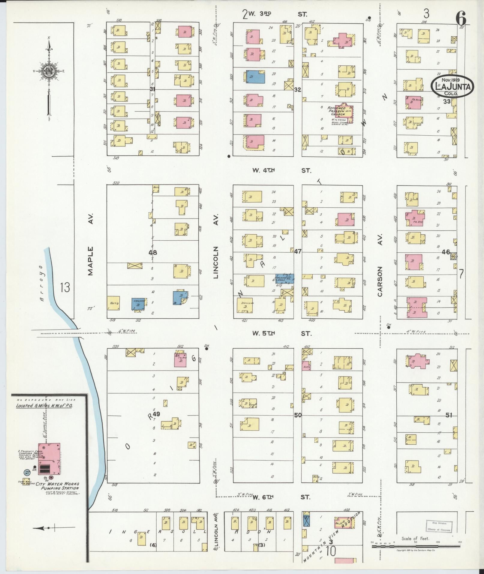Sanborn Fire Insurance Map from La Junta, Otero County, Colorado (1919), Sheet #0006 - Complete Map Set gallery image, historic Sanborn map, vintage wall art, Colorado Colorado