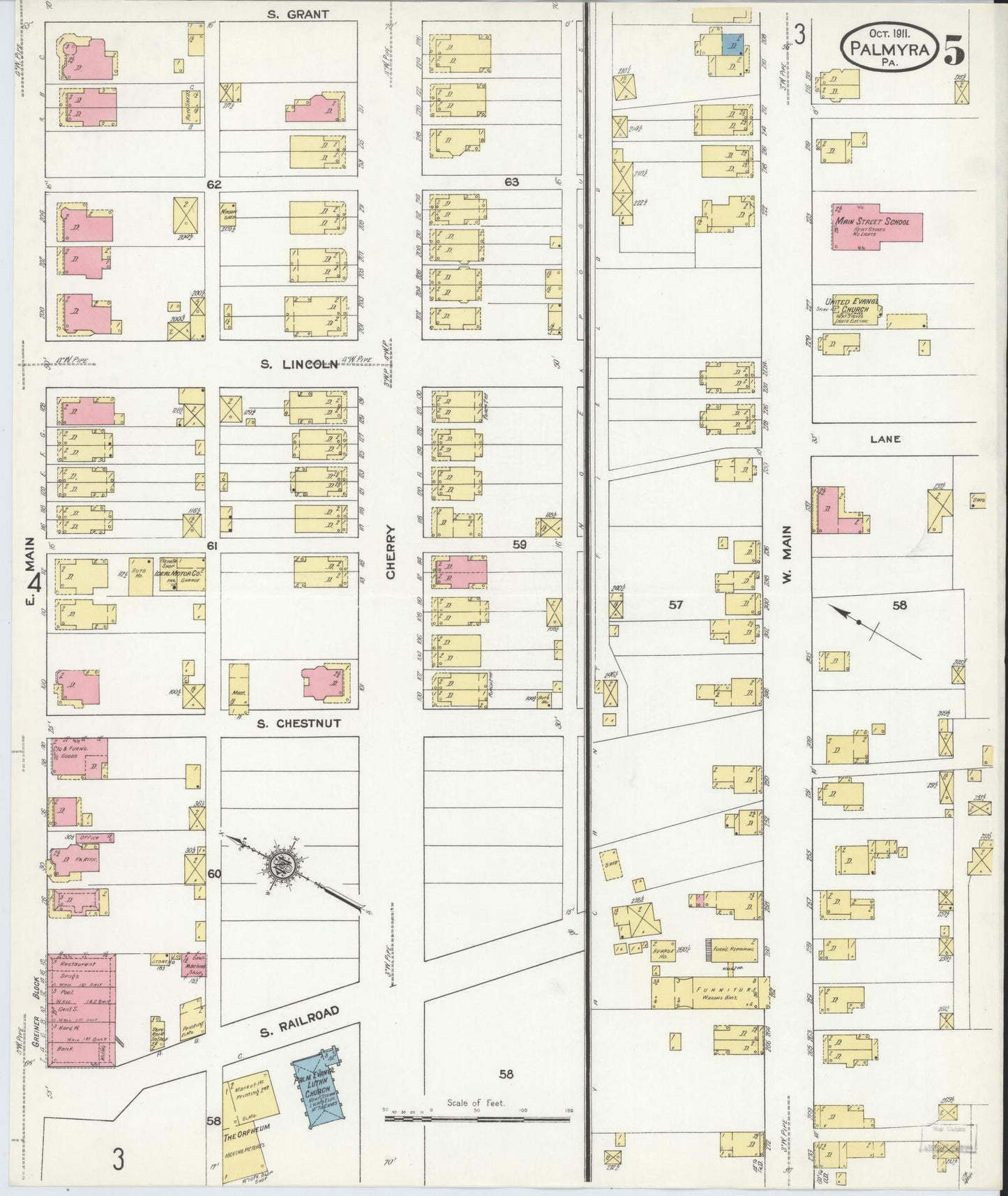 Sanborn Fire Insurance Map from Palmyra, Lebanon County, Pennsylvania (1911), Sheet #0005 - Complete Map Set gallery image, historic Sanborn map, vintage wall art, Pennsylvania Pennsylvania