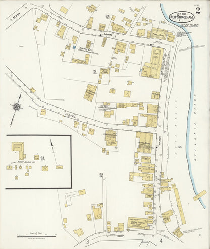 Sanborn Fire Insurance Map from New Shoreham, Newport County, Rhode Island (1921), Sheet #0002 - Complete Map Set gallery image, historic Sanborn map, vintage wall art, Rhode Island Rhode Island