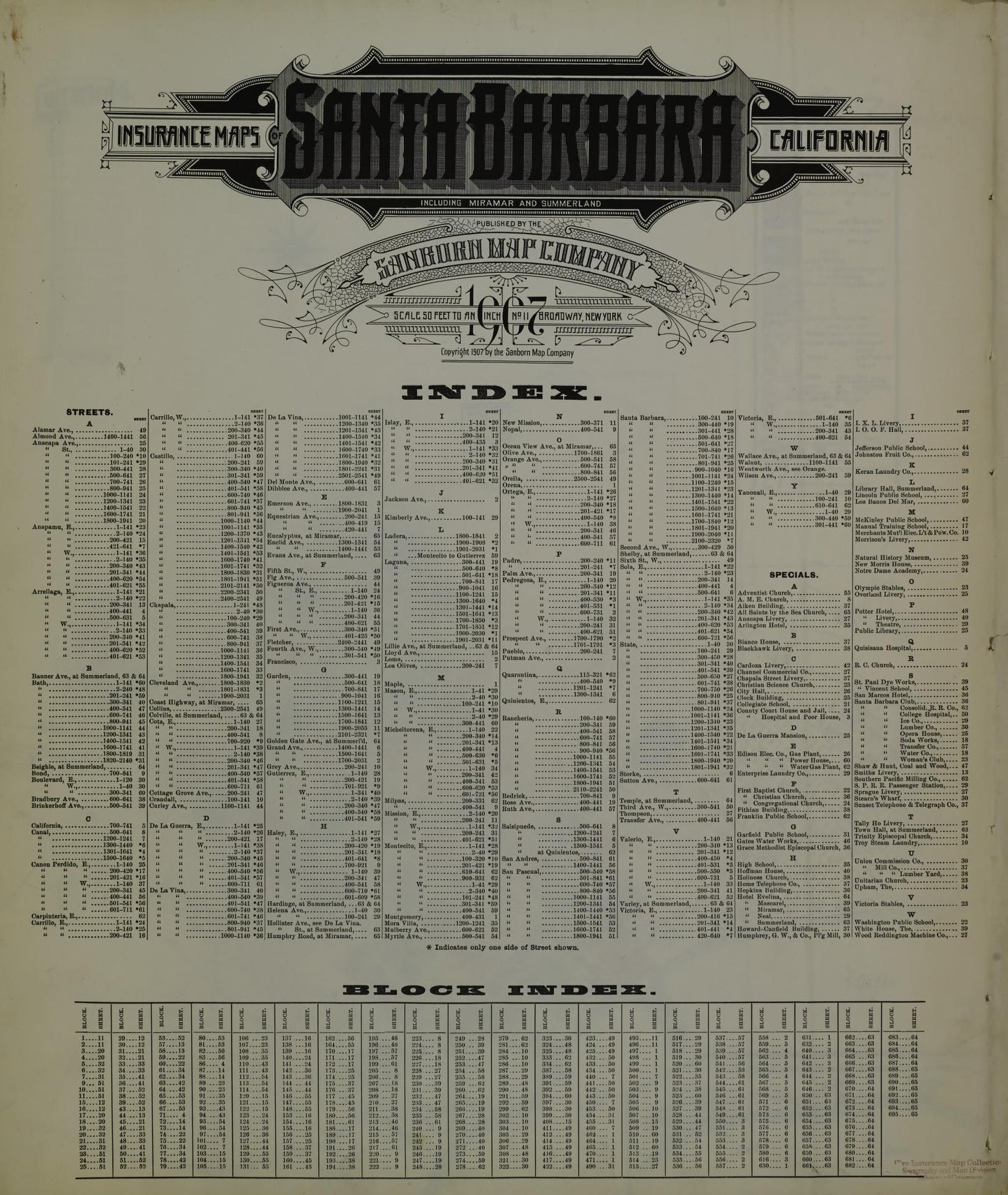 Sanborn Fire Insurance Map from Santa Barbara, Santa Barbara County, California. (1907) – Historic Sanborn Fire Insurance Map Print