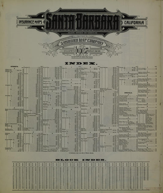 Sanborn Fire Insurance Map from Santa Barbara, Santa Barbara County, California. (1907) – Historic Sanborn Fire Insurance Map Print