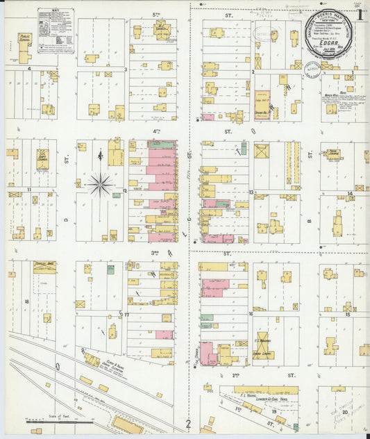 Sanborn Fire Insurance Map from Edgar, Clay County, Nebraska (1899), Sheet #0001 - Historic Sanborn Fire Insurance Map Print, vintage old map wall art, antique decor, genealogy gift, Nebraska Nebraska map