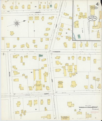 Sanborn Fire Insurance Map from Walton, Delaware County, New York (1903), Sheet #0004 - Historic Sanborn Fire Insurance Map Print, vintage old map wall art, antique decor, genealogy gift, New York New York map