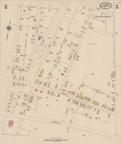 Sanborn Fire Insurance Map from Camp Hill, Cumberland County, Pennsylvania (1923), Sheet #0002 - Complete Map Set gallery image, historic Sanborn map, vintage wall art, Pennsylvania Pennsylvania