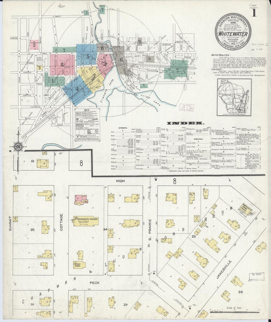 Whitewater, Walworth County, Wisconsin (1912) – Sanborn Fire Insurance Map – Map View