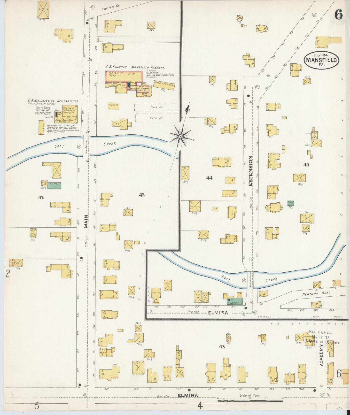Sanborn Fire Insurance Map from Mansfield, Tioga County, Pennsylvania (1904), Sheet #0006 - Complete Map Set gallery image, historic Sanborn map, vintage wall art, Pennsylvania Pennsylvania