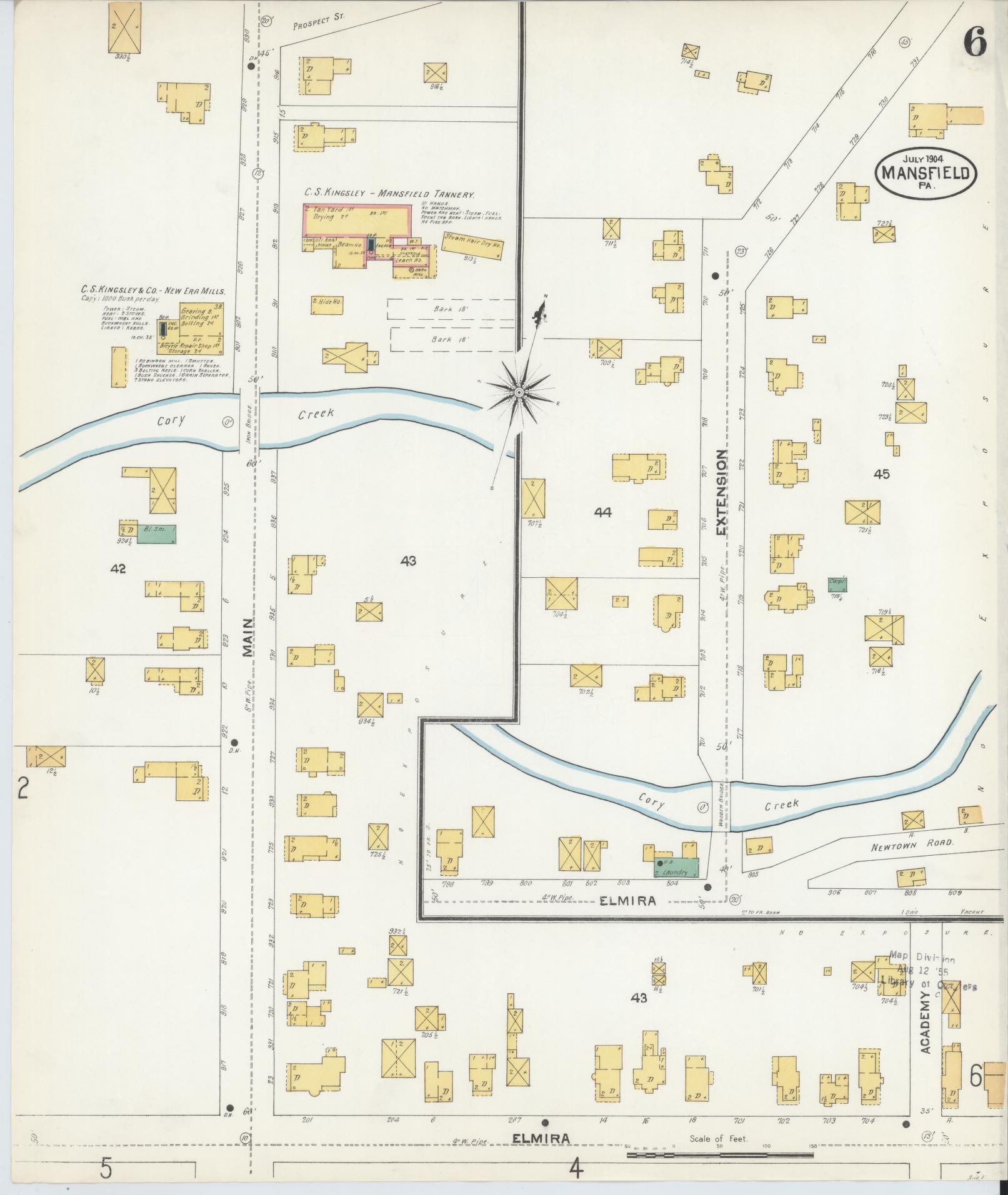 Sanborn Fire Insurance Map from Mansfield, Tioga County, Pennsylvania (1904), Sheet #0006 - Complete Map Set gallery image, historic Sanborn map, vintage wall art, Pennsylvania Pennsylvania