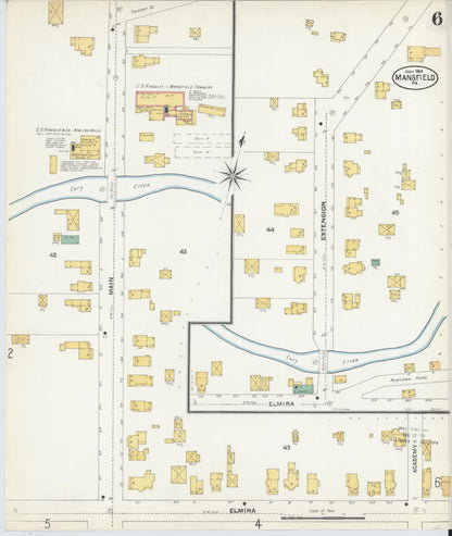 Sanborn Fire Insurance Map from Mansfield, Tioga County, Pennsylvania (1904), Sheet #0006 - Complete Map Set gallery image, historic Sanborn map, vintage wall art, Pennsylvania Pennsylvania