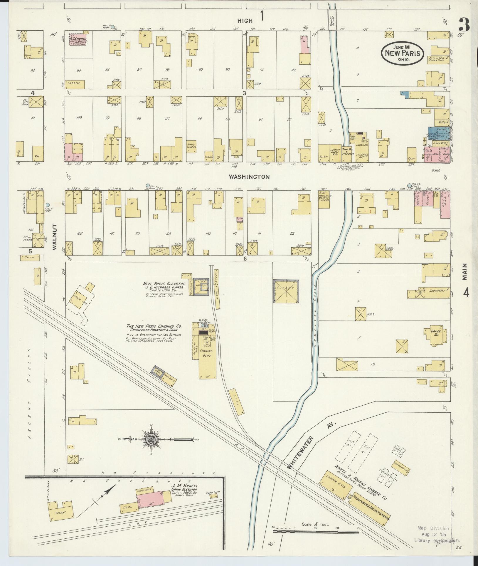 Sanborn Fire Insurance Map from New Paris, Preble County, Ohio (1911), Sheet #0003 - Complete Map Set gallery image, historic Sanborn map, vintage wall art, Ohio Ohio