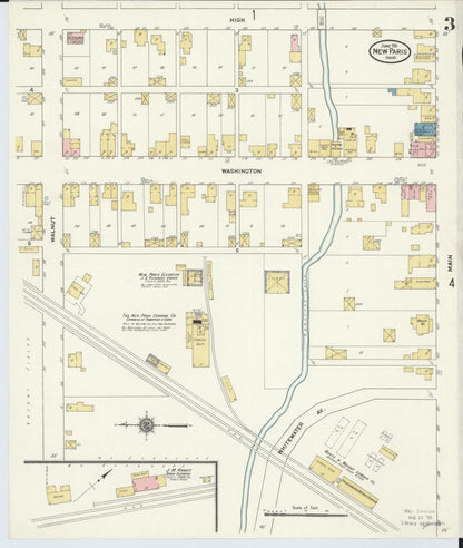 Sanborn Fire Insurance Map from New Paris, Preble County, Ohio (1911), Sheet #0003 - Complete Map Set gallery image, historic Sanborn map, vintage wall art, Ohio Ohio