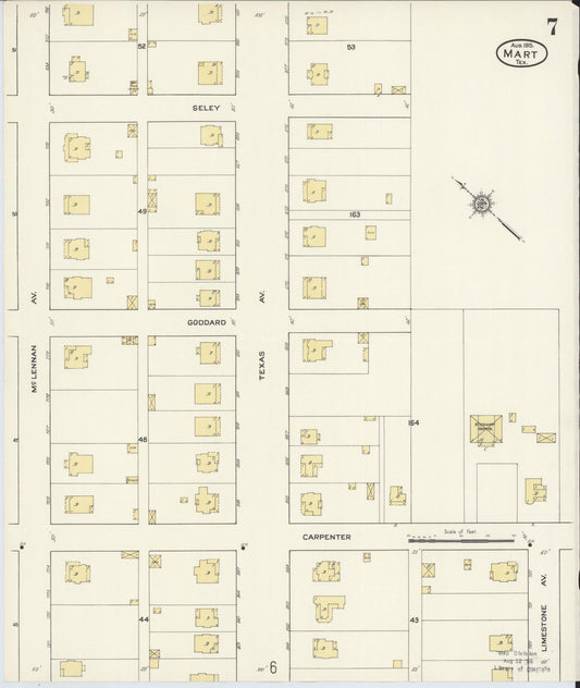 Sanborn Fire Insurance Map from Mart, McLennan County, Texas (1915), Sheet #0007 - Historic Sanborn Fire Insurance Map Print, vintage old map wall art, antique decor, genealogy gift, Texas Texas map