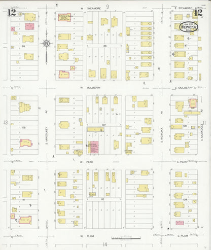 Sanborn Fire Insurance Map from Wewoka, Seminole County, Oklahoma (1930), Sheet #0012 - Complete Map Set gallery image, historic Sanborn map, vintage wall art, Oklahoma Oklahoma