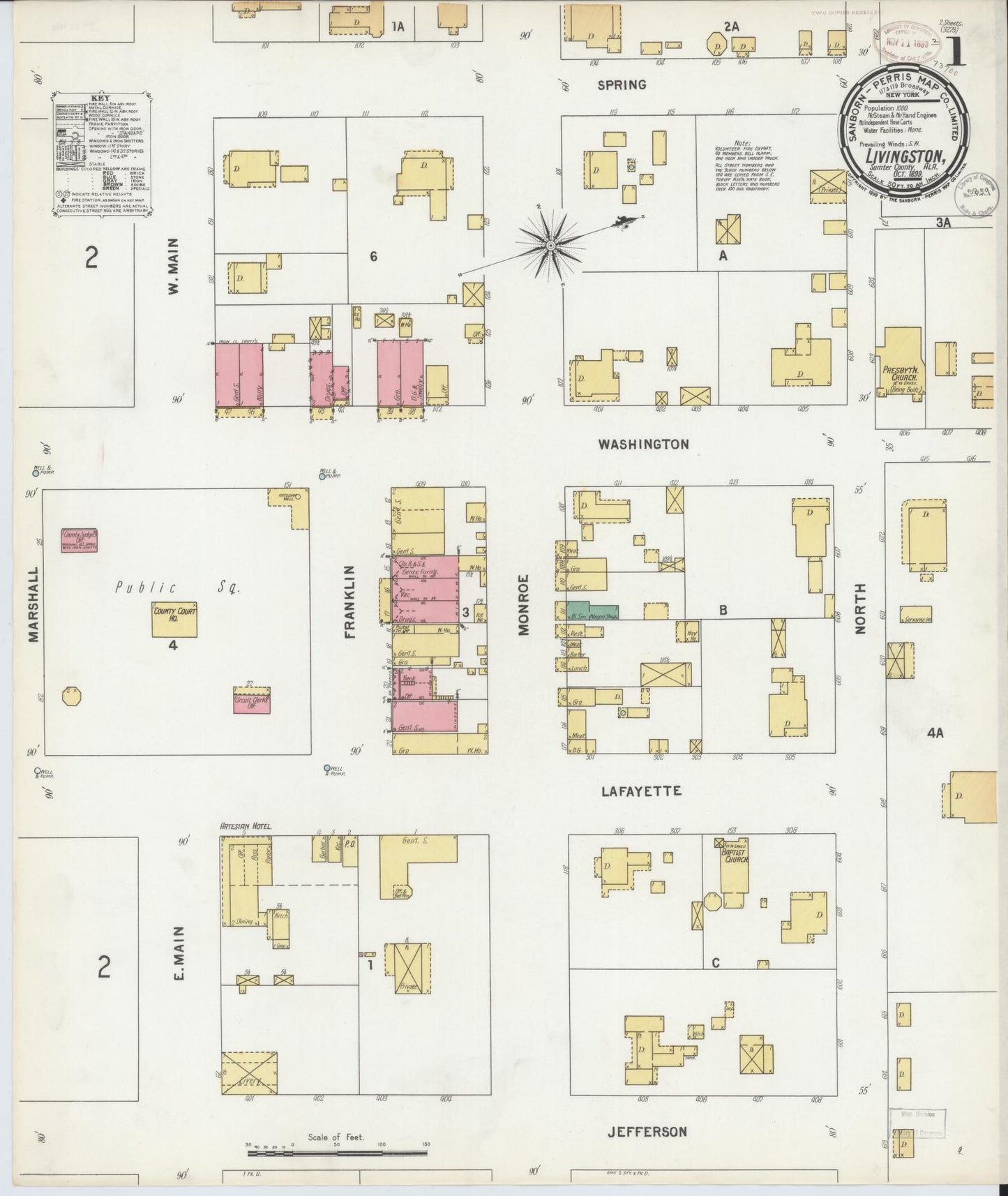 Sanborn Fire Insurance Map from Livingston, Sumter County, Alabama. (1899) – Historic Sanborn Fire Insurance Map Print