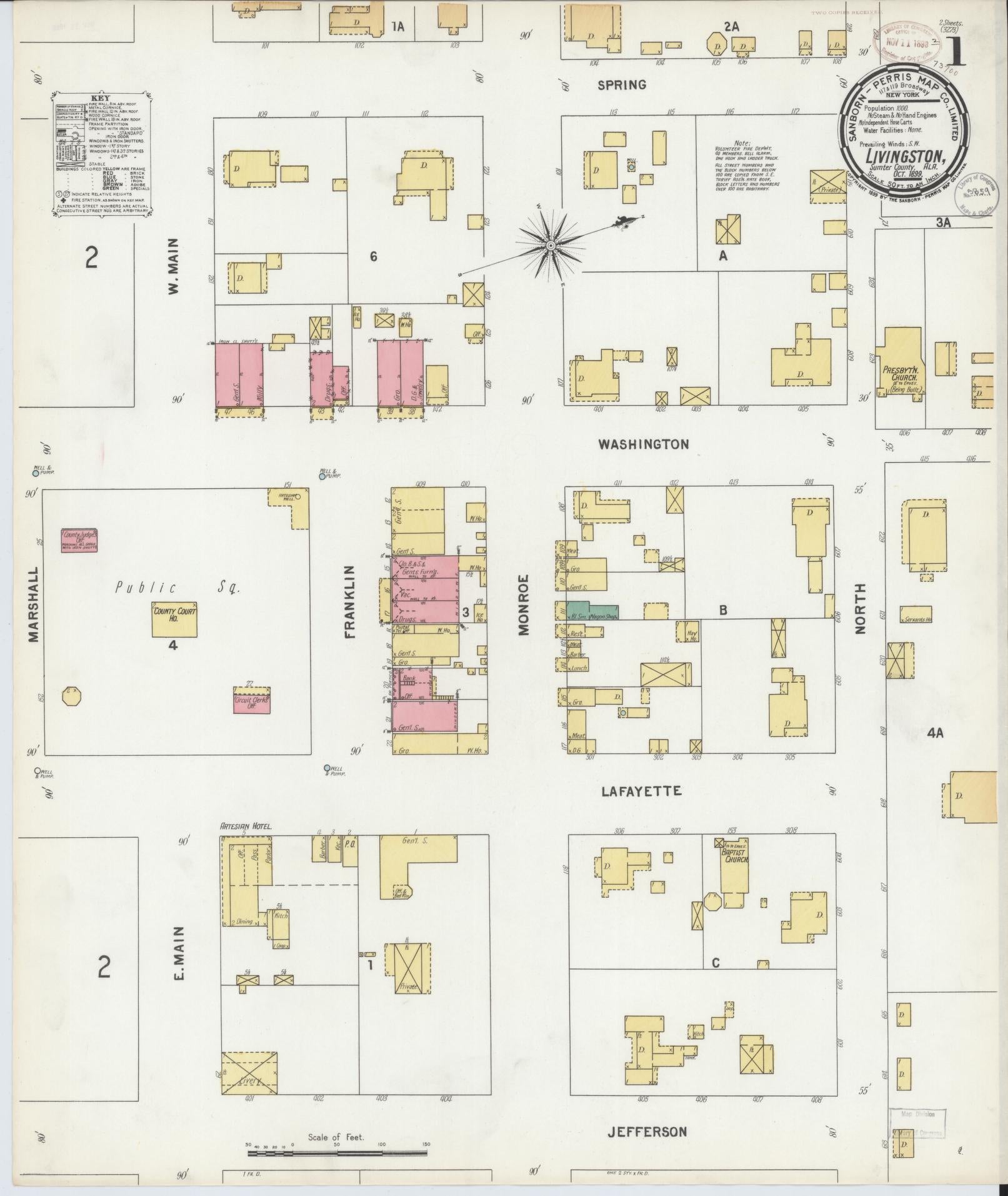 Sanborn Fire Insurance Map from Livingston, Sumter County, Alabama. (1899) – Historic Sanborn Fire Insurance Map Print