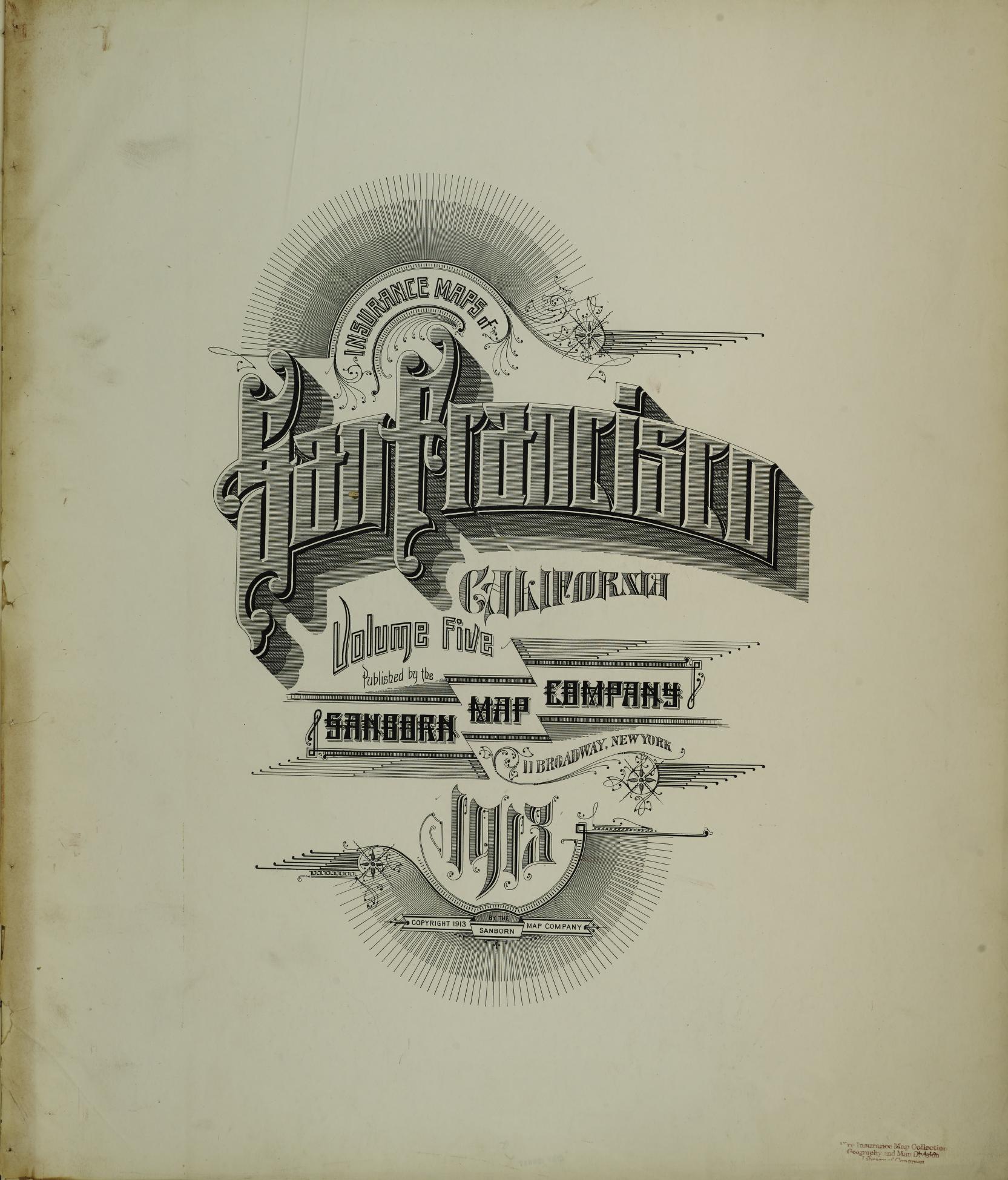 Sanborn Fire Insurance Map from San Francisco, San Francisco County, California (1913), Sheet #0001 - Complete Map Set gallery image, historic Sanborn map, vintage wall art, California California