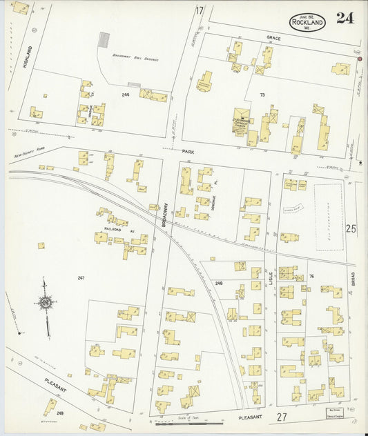 Sanborn Fire Insurance Map from Rockland, Knox County, Maine (1912), Sheet #0024 - Historic Sanborn Fire Insurance Map Print, vintage old map wall art, antique decor, genealogy gift, Maine Maine map