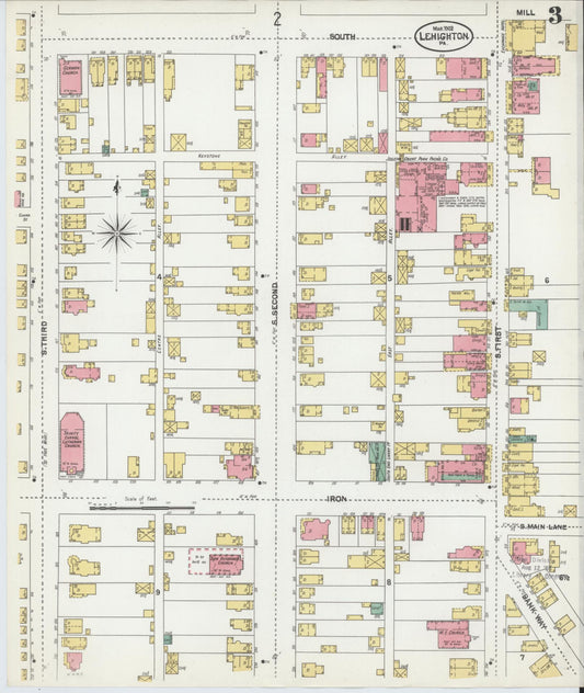 Sanborn Fire Insurance Map from Lehighton, Carbon County, Pennsylvania (1902), Sheet #0003 - Historic Sanborn Fire Insurance Map Print, vintage old map wall art, antique decor, genealogy gift, Pennsylvania Pennsylvania map
