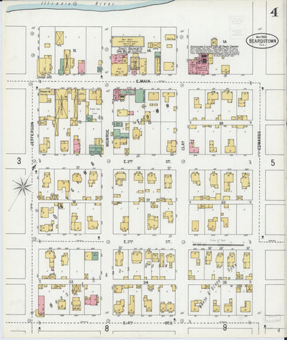 Sanborn Fire Insurance Map from Beardstown, Cass County, Illinois (1900), Sheet #0004 - Historic Sanborn Fire Insurance Map Print, vintage old map wall art, antique decor, genealogy gift, Illinois Illinois map