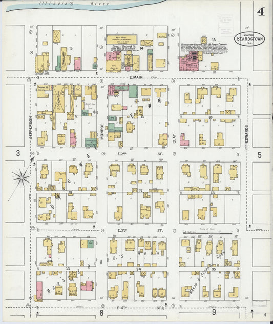 Sanborn Fire Insurance Map from Beardstown, Cass County, Illinois (1900), Sheet #0004 - Historic Sanborn Fire Insurance Map Print, vintage old map wall art, antique decor, genealogy gift, Illinois Illinois map